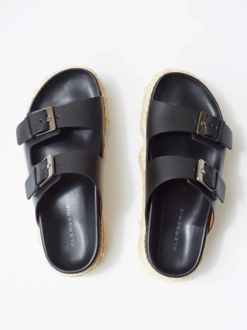 Robert Clergerie Qiana2 Buckle Espadrille Platform Sandals Black Size-37 NIB